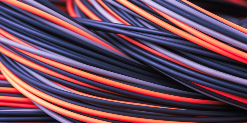 Colored telecommunication cable, abstract background
