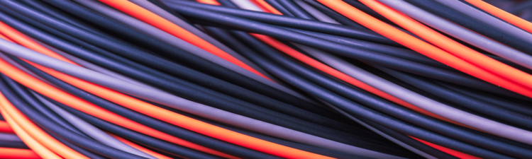 Colored telecommunication cable, abstract background