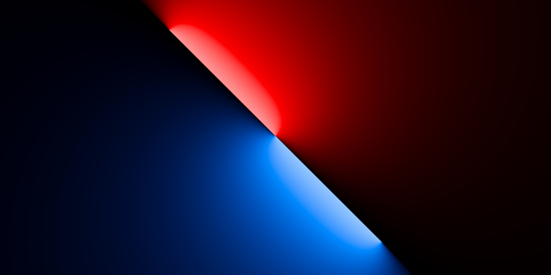 3d render, abstract background with red blue neon light