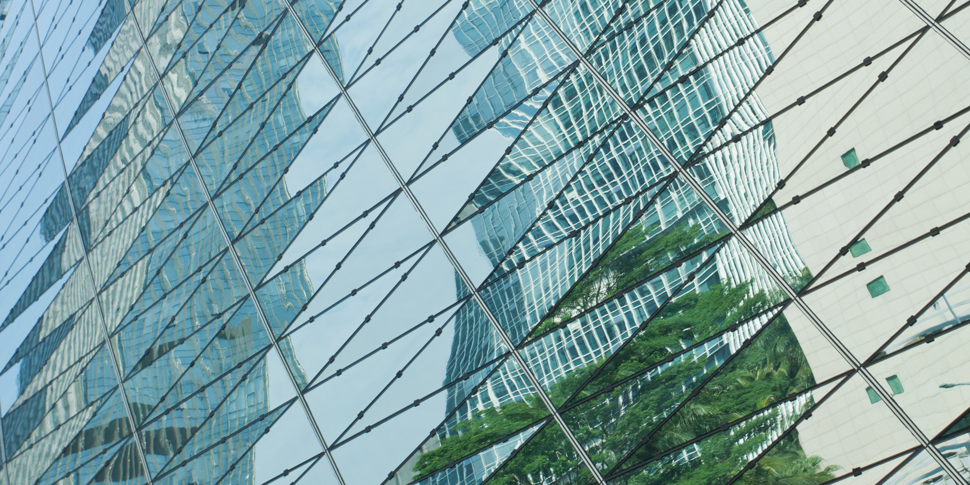 Modern office buildings reflecting ag glass facades