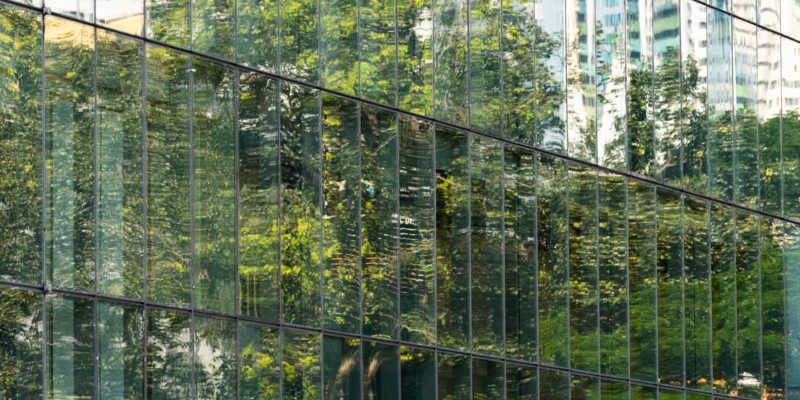 Modern green building with innovative high rise garden