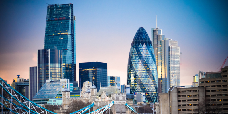 Amazing London skyline with Tower Bridge during sunset