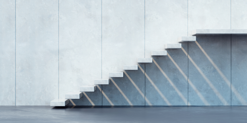 minimalism style stairs illuminated by sun