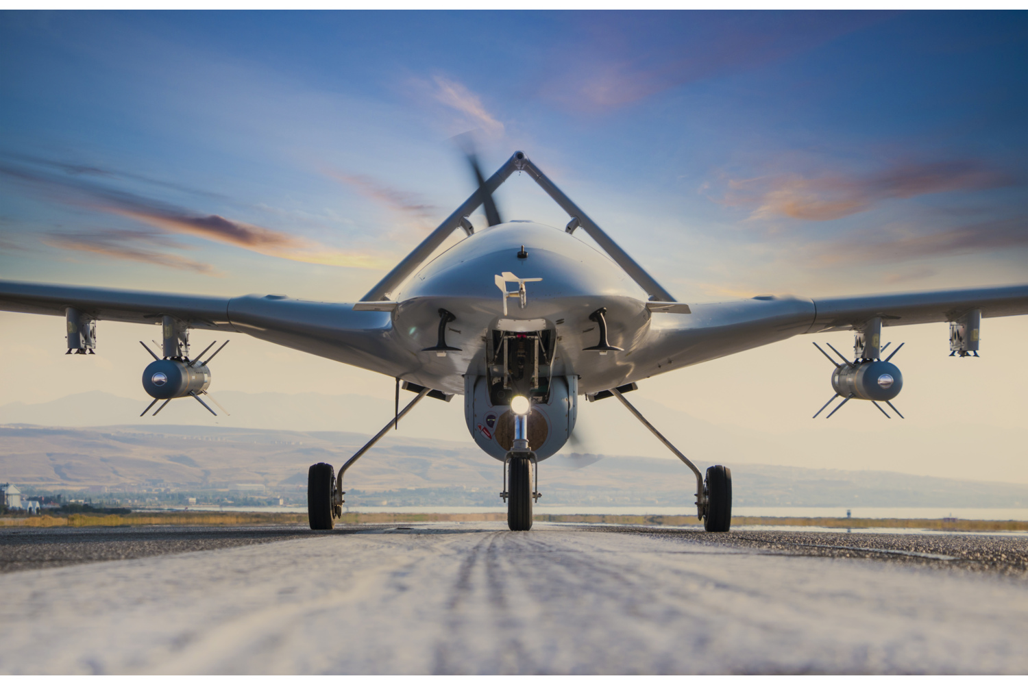 Armed Unmanned Aerial Vehicle on runway