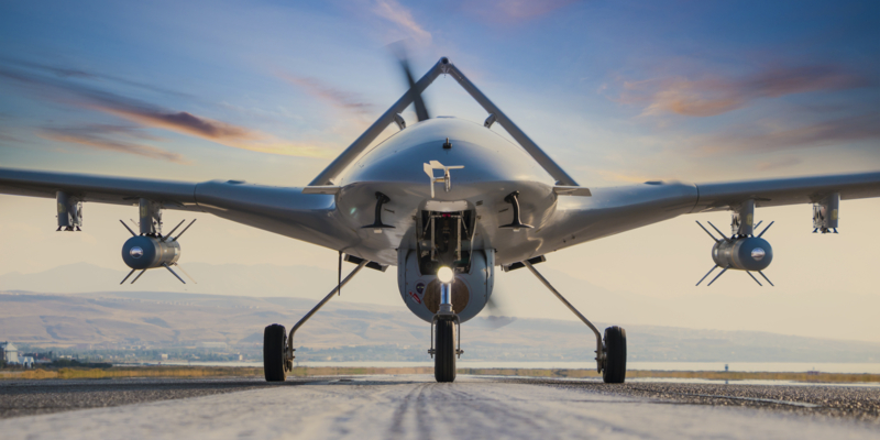 Armed Unmanned Aerial Vehicle on runway