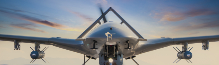 Armed Unmanned Aerial Vehicle on runway