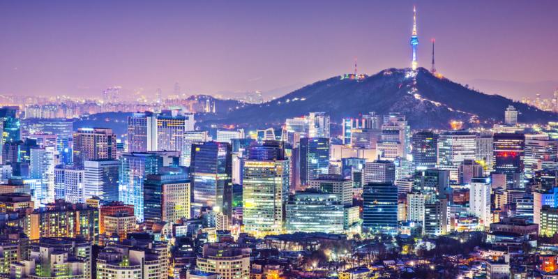 Seoul, South Korea city skyline nighttime skyline.